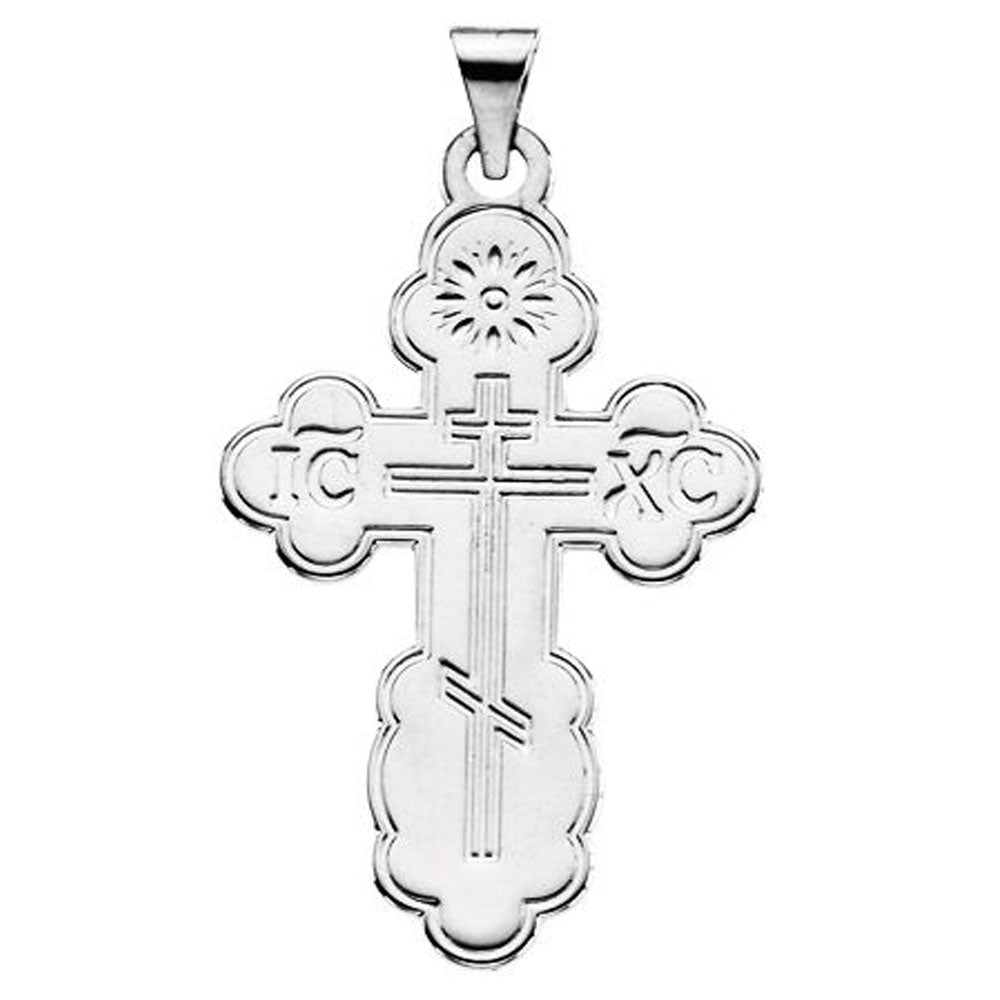 14k White Gold Eastern Orthodox Cross Pendant, 26 x 43mm, Item P27500-XL by The Black Bow Jewelry Co.