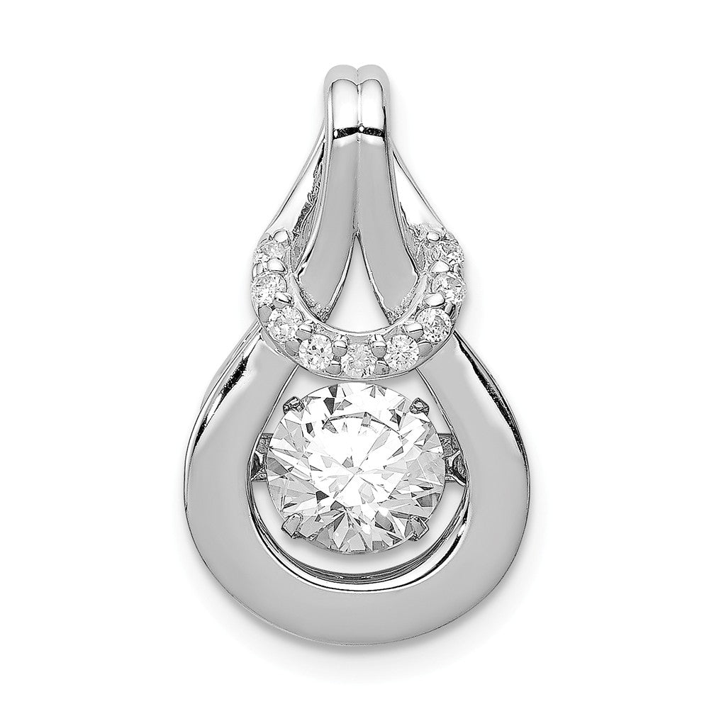 Platinum Plated Sterling Silver &amp; CZ Love Knot Pendant, 14 x 21mm, Item P27539 by The Black Bow Jewelry Co.