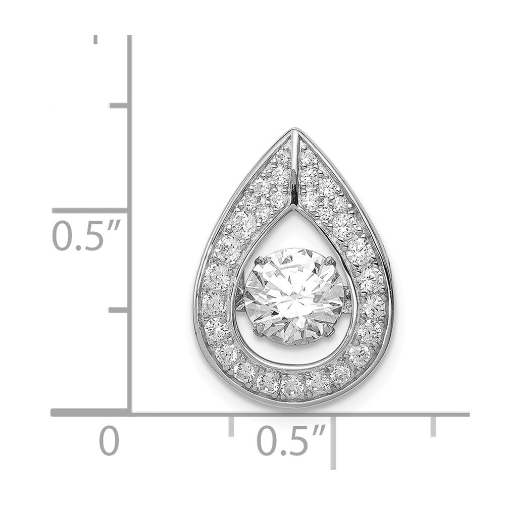 Alternate view of the Platinum Plated Sterling Silver &amp; CZ Teardrop Slide Pendant, 13 x 19mm by The Black Bow Jewelry Co.