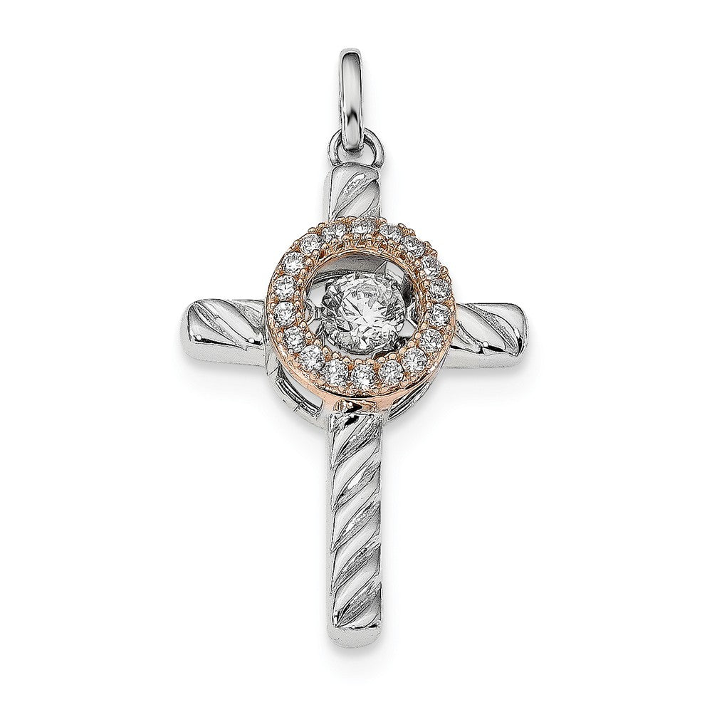 Platinum &amp; Rose Tone Plated Sterling Silver &amp; CZ Celtic Cross Pendant, Item P27541 by The Black Bow Jewelry Co.