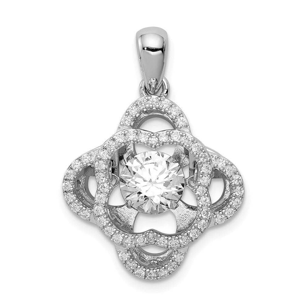 Platinum Plated Sterling Silver &amp; CZ Scalloped Pendant, 19 x 25mm, Item P27545 by The Black Bow Jewelry Co.