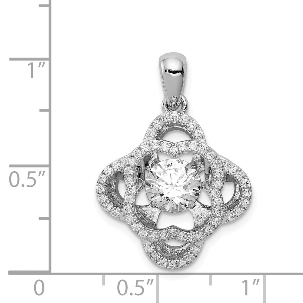 Alternate view of the Platinum Plated Sterling Silver &amp; CZ Scalloped Pendant, 19 x 25mm by The Black Bow Jewelry Co.