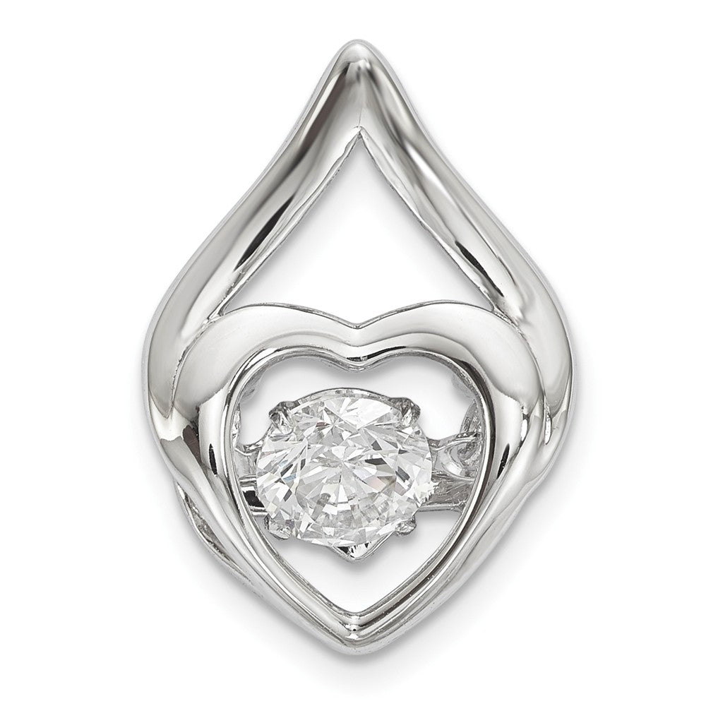 Platinum Plated Sterling Silver &amp; CZ Heart Teardrop Pendant, 11 x 16mm, Item P27551 by The Black Bow Jewelry Co.