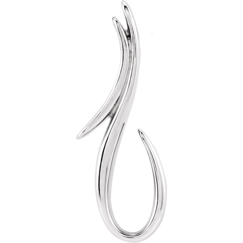 Platinum Freeform Hook Slide Pendant, 7 x 20mm, Item P27563 by The Black Bow Jewelry Co.