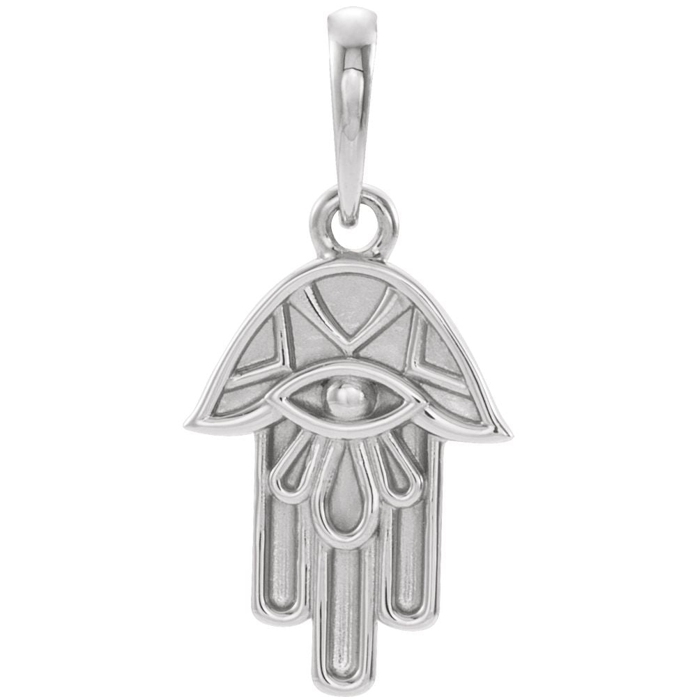 Platinum Hamsa Pendant, Small 10mm (3/8 Inch), Item P27570 by The Black Bow Jewelry Co.