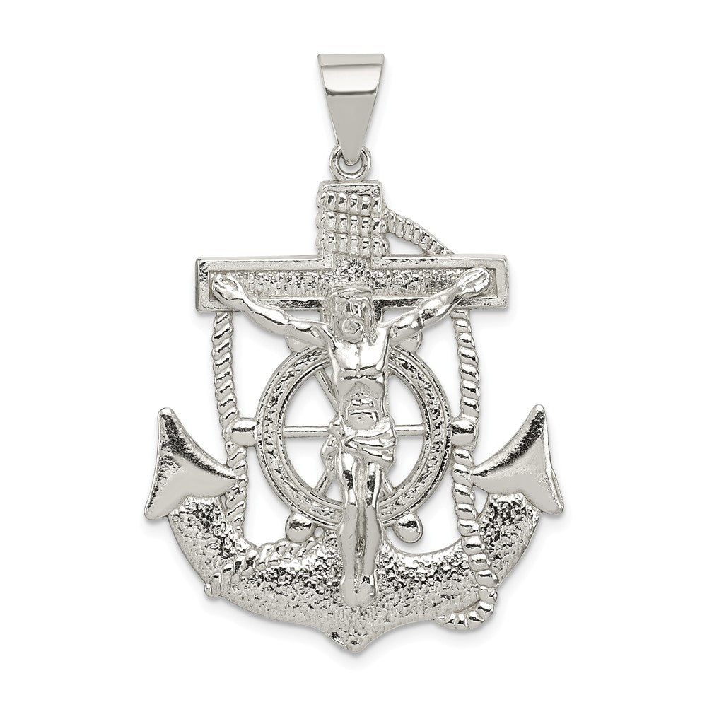 Sterling Silver Polished or Antiqued Mariner Crucifix Pendant, 29x45mm, Item P27588 by The Black Bow Jewelry Co.