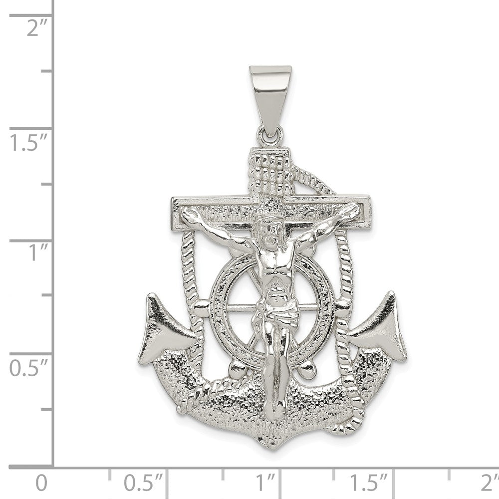 Alternate view of the Sterling Silver 2D Polished Mariner Crucifix Cross Pendant, 29 x 45mm by The Black Bow Jewelry Co.