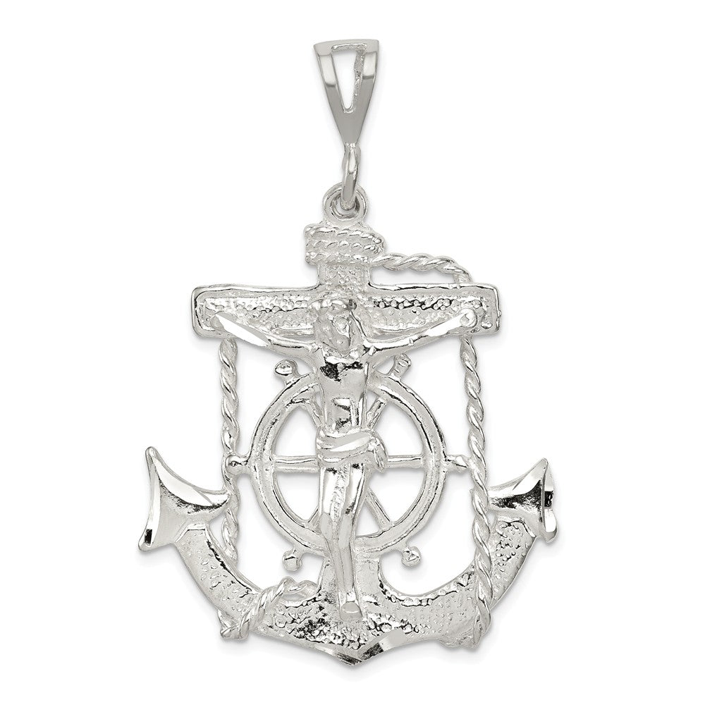 Men&#39;s Sterling Silver Large Mariner&#39;s Crucifix Cross Pendant, 34x56mm, Item P27590-56 by The Black Bow Jewelry Co.