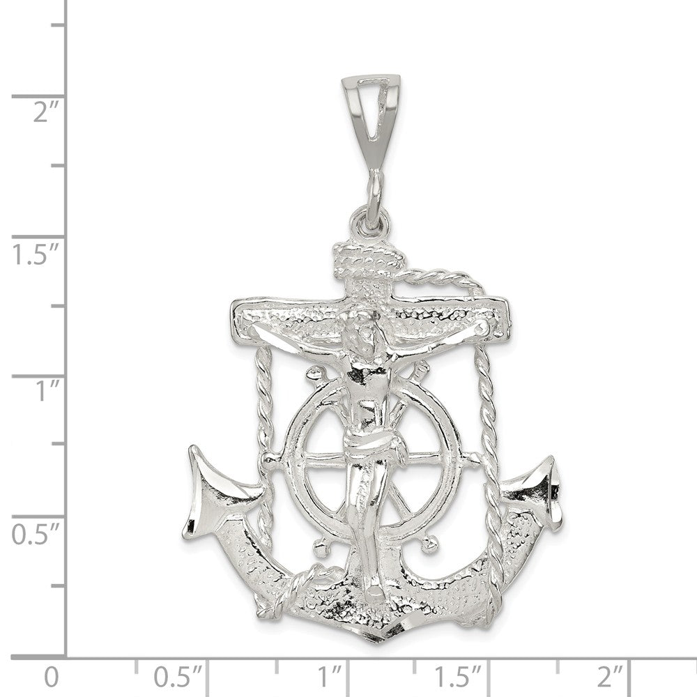 Alternate view of the Men&#39;s Sterling Silver Large Mariner&#39;s Crucifix Cross Pendant, 34x56mm by The Black Bow Jewelry Co.