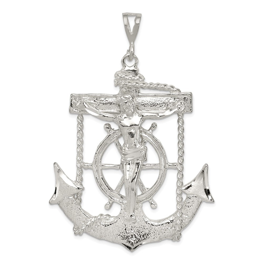 Mens Sterling Silver X-Large Mariner&#39;s Crucifix Cross Pendant, 46x66mm, Item P27590-66 by The Black Bow Jewelry Co.