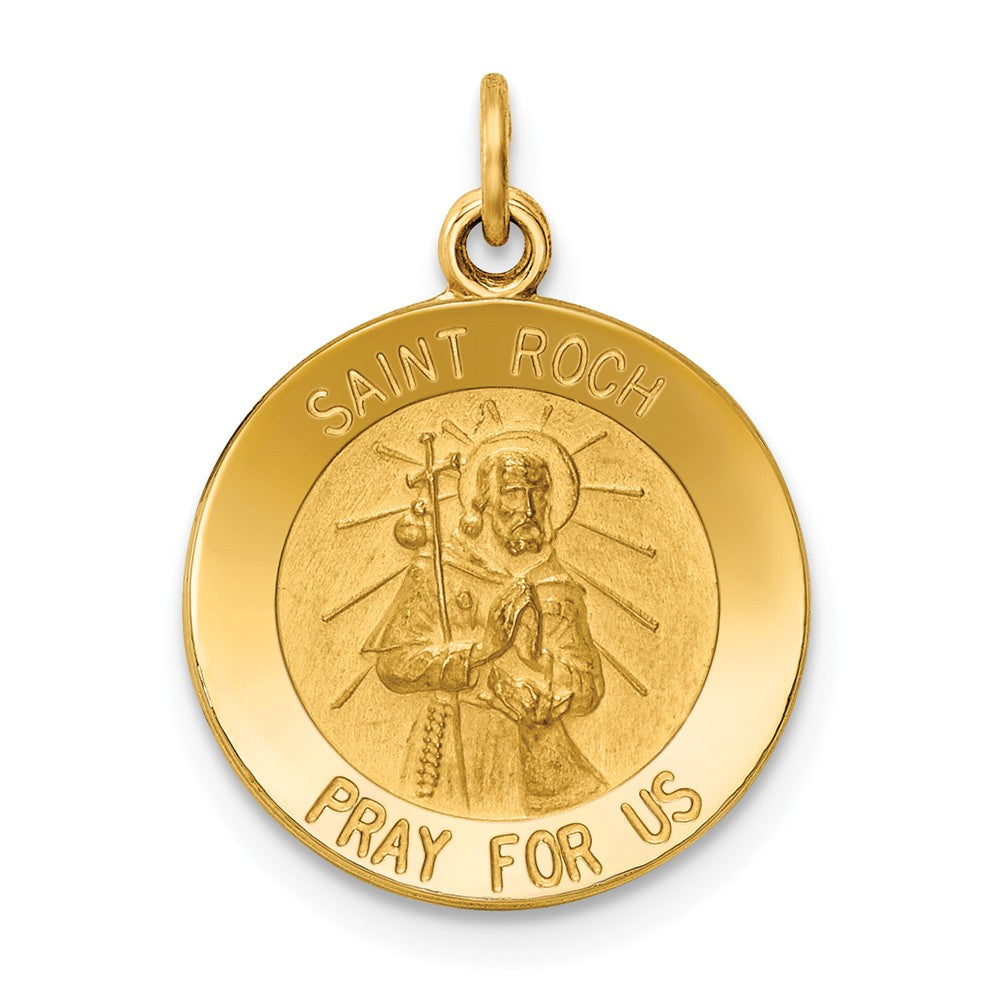 14k Yellow Gold Solid St. Roch Medal Charm or Pendant - The Black