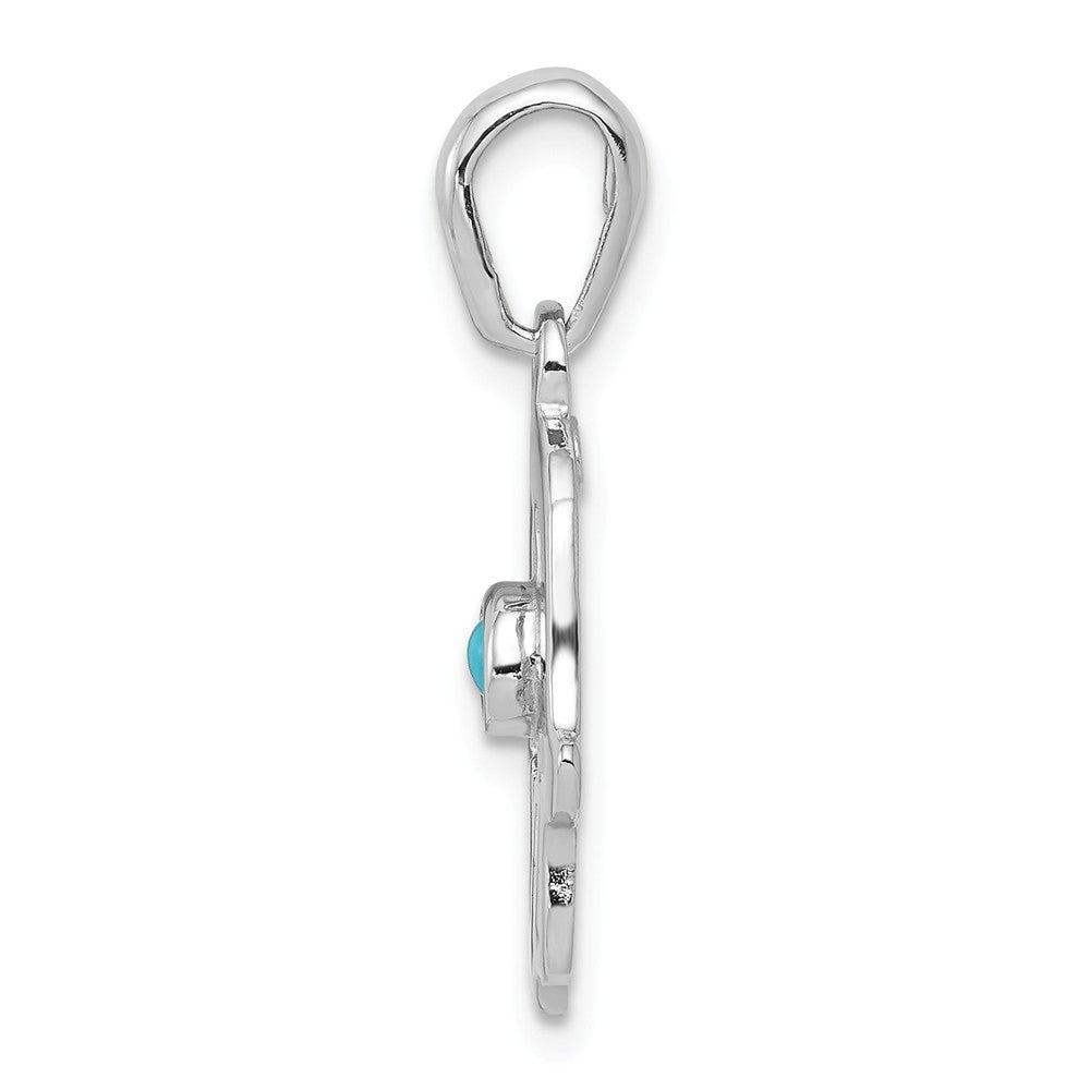 Alternate view of the 14k White Gold Turquoise Chamseh Pendant, 13 x 25mm by The Black Bow Jewelry Co.