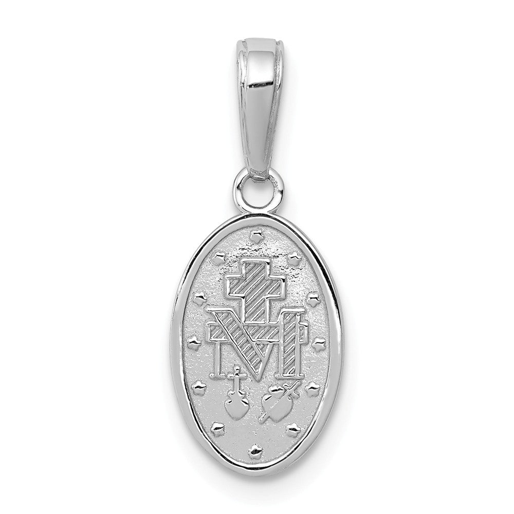 Alternate view of the 14k White Gold Solid Polished Oval Miraculous Medal Pendant, 8 x 20mm by The Black Bow Jewelry Co.