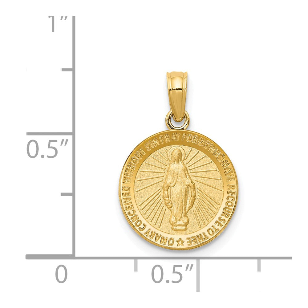 Alternate view of the 14k Yellow Gold, Round Miraculous Medal Pendant, 13mm (1/2 Inch) by The Black Bow Jewelry Co.