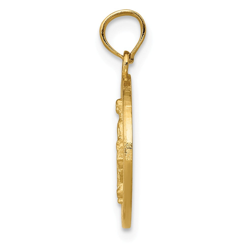 Alternate view of the 14k Yellow Gold, Round Miraculous Medal Pendant, 15mm (9/16 Inch) by The Black Bow Jewelry Co.