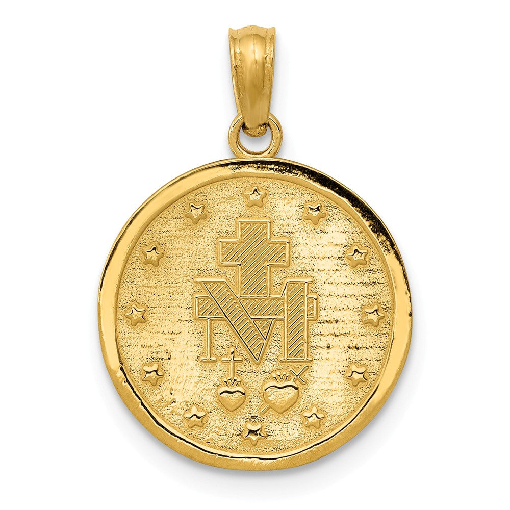 Alternate view of the 14k Yellow Gold, Round Miraculous Medal Pendant by The Black Bow Jewelry Co.