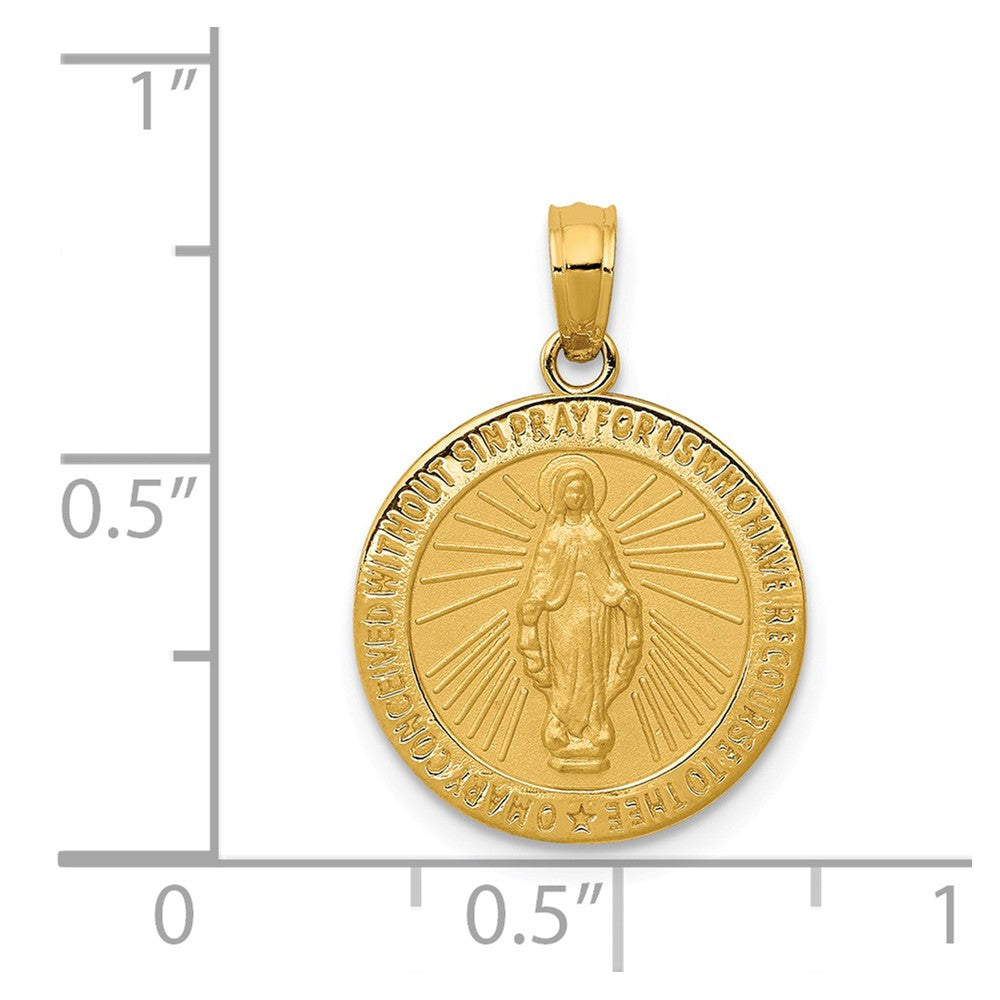 Alternate view of the 14k Yellow Gold, Round Miraculous Medal Pendant by The Black Bow Jewelry Co.