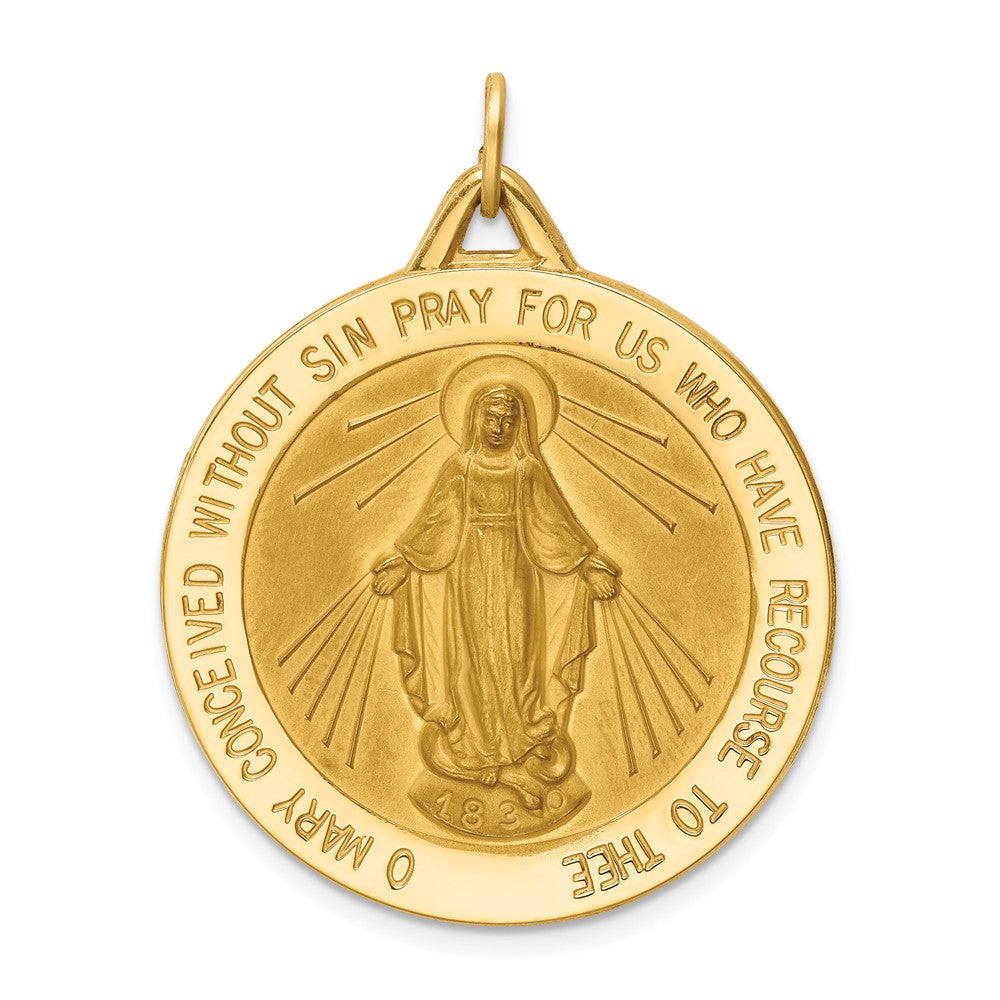 XL Virgin Mary Gold Necklace - Miraculous Medal Pendant