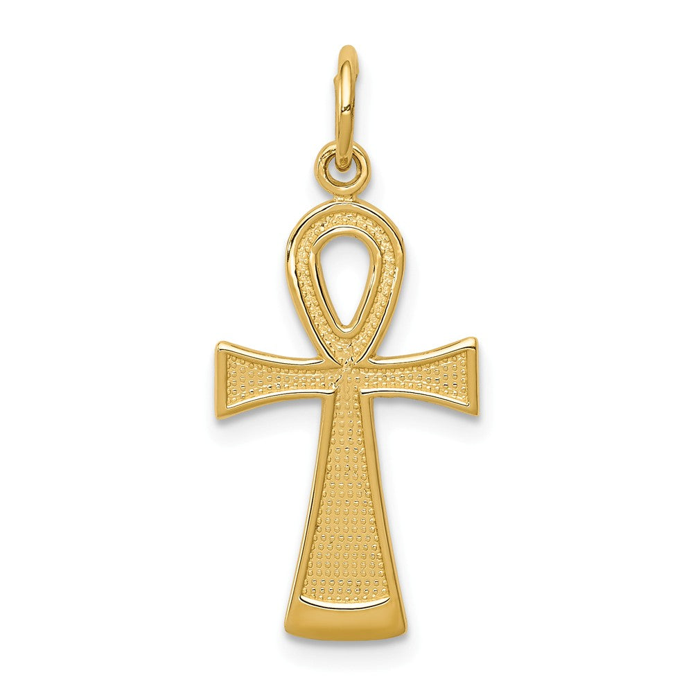 Alternate view of the 14k White or Yellow Gold Textured Ankh Cross Pendant, 12 x 28mm by The Black Bow Jewelry Co.