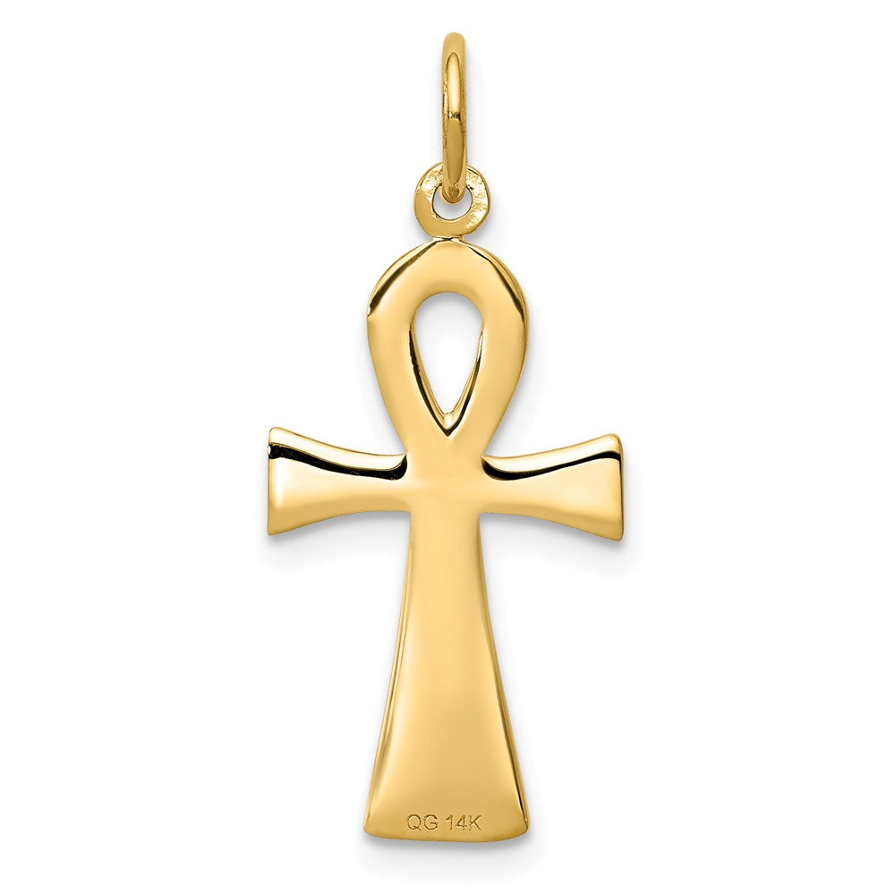 Alternate view of the 14k Yellow Gold Textured Ankh Cross Pendant, 12 x 28mm by The Black Bow Jewelry Co.