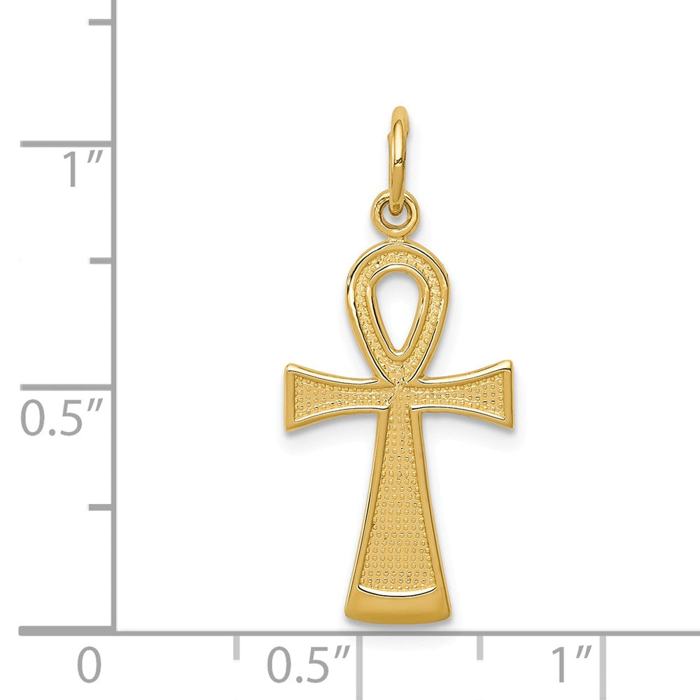 Alternate view of the 14k Yellow Gold Textured Ankh Cross Pendant, 12 x 28mm by The Black Bow Jewelry Co.