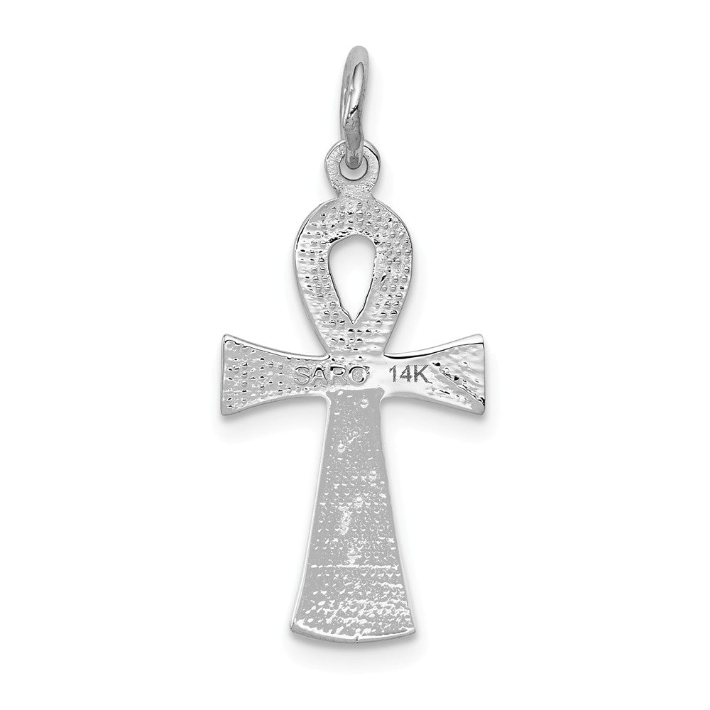 Alternate view of the 14k White Gold Textured Ankh Cross Pendant, 12 x 28mm by The Black Bow Jewelry Co.