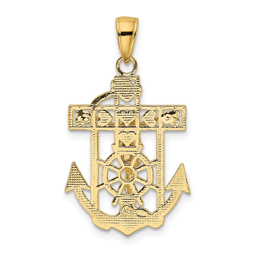Alternate view of the 14k Yellow Gold Textured Mariner Crucifix Pendant, 18 x 33mm by The Black Bow Jewelry Co.