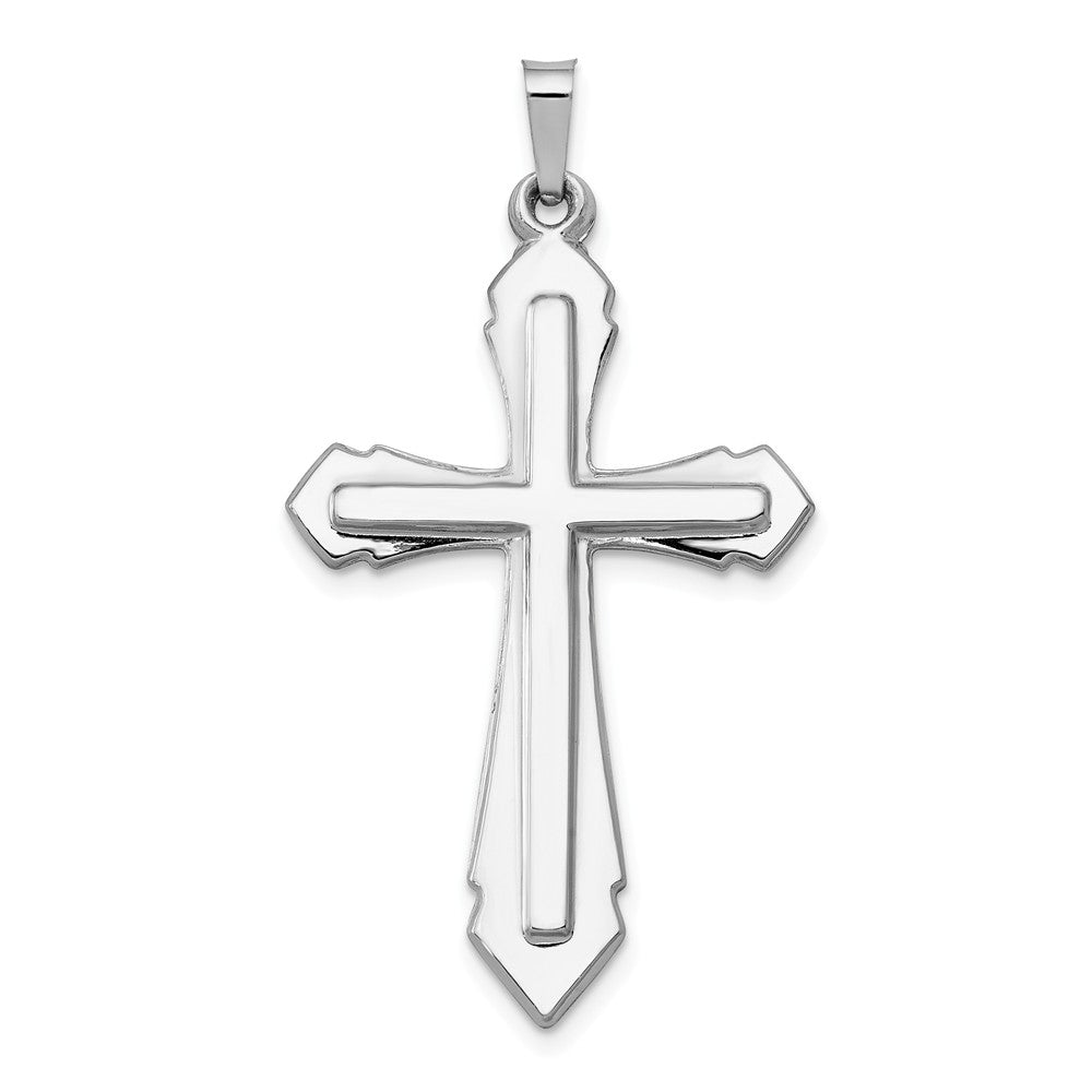 14k Yellow or White Gold, Hollow Passion Cross Pendant, 22 x 41mm
