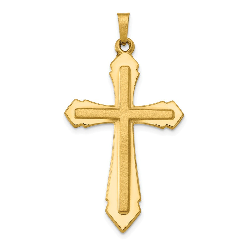 14k Yellow or White Gold, Hollow Passion Cross Pendant, 22 x 41mm