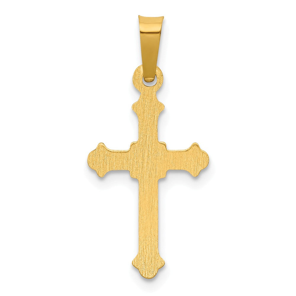 Alternate view of the 14k Yellow Gold Polished Hollow Fleur de Lis Cross Pendant, 11 x 24mm by The Black Bow Jewelry Co.