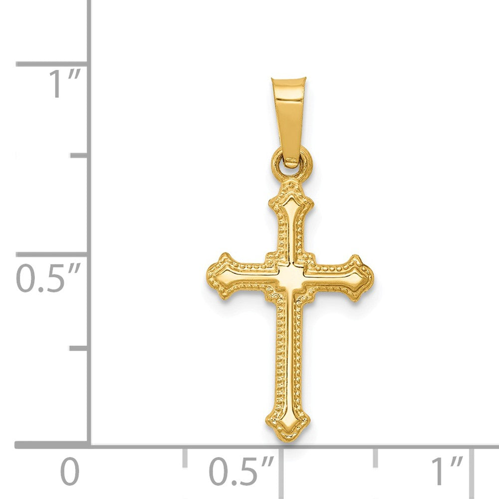 Alternate view of the 14k Yellow Gold Polished Hollow Fleur de Lis Cross Pendant, 11 x 24mm by The Black Bow Jewelry Co.