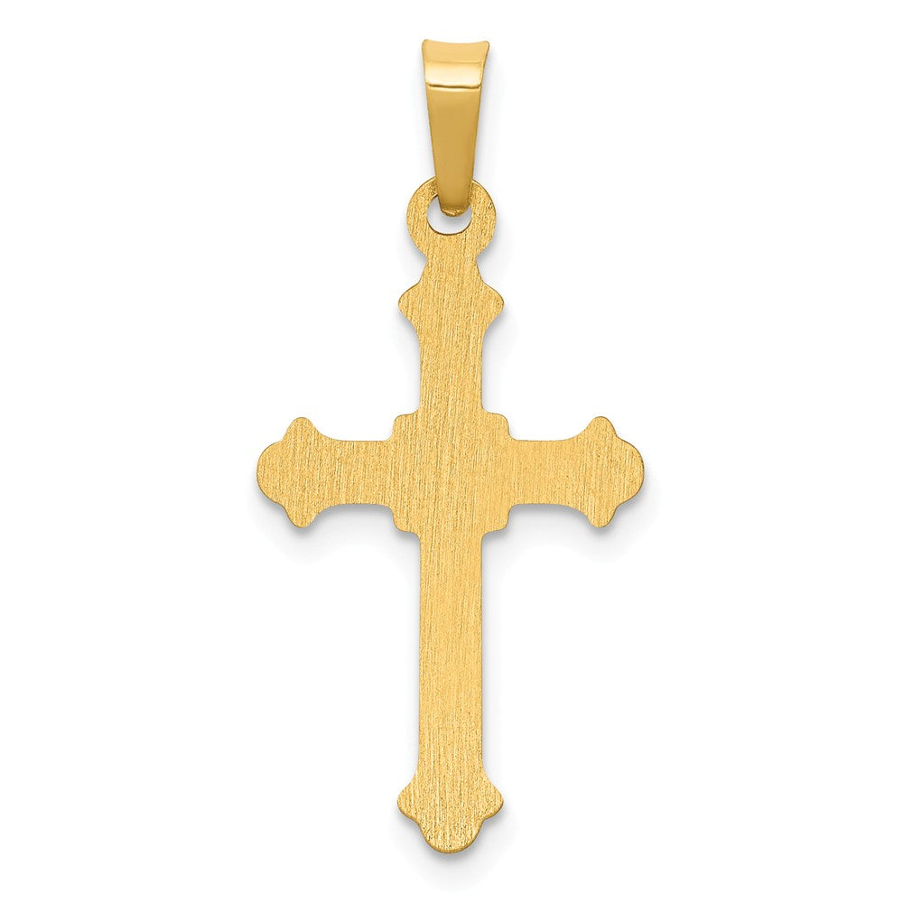 Alternate view of the 14k Yellow Gold Polished Hollow Fleur de Lis Cross Pendant by The Black Bow Jewelry Co.