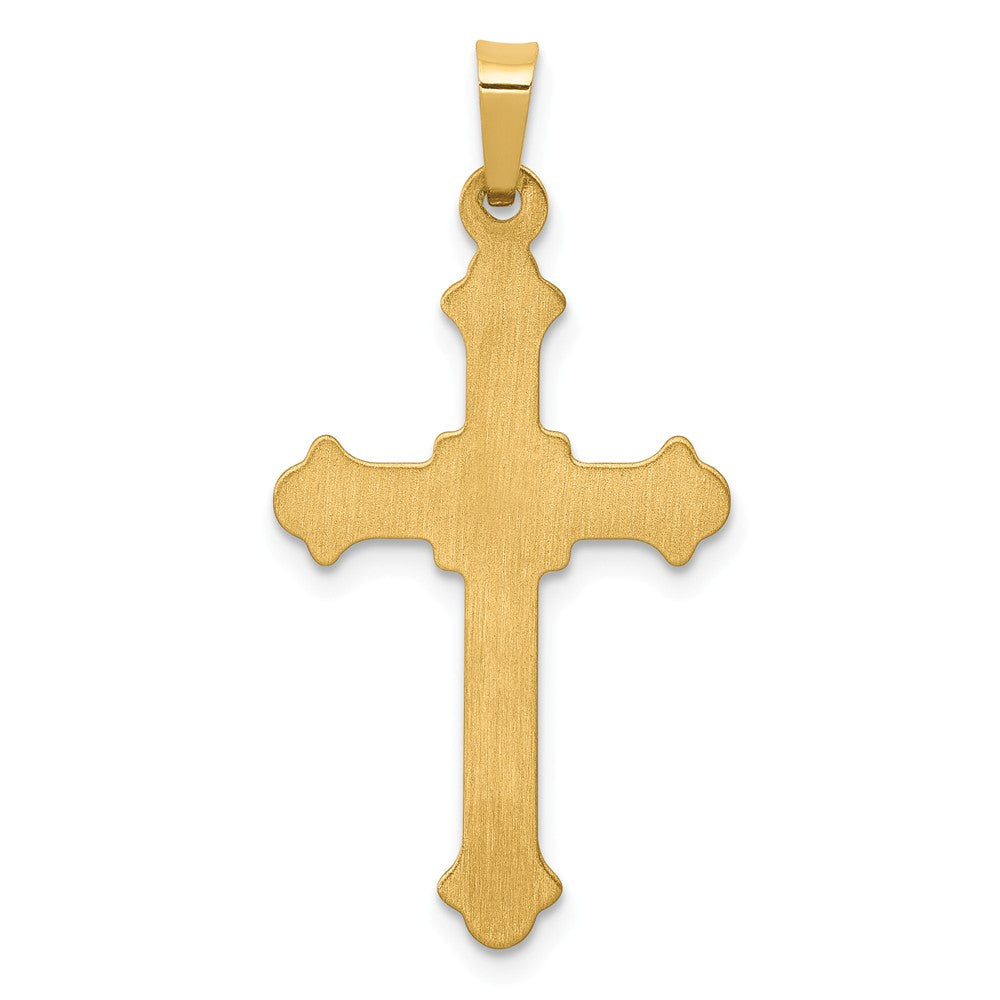 Alternate view of the 14k Yellow Gold Polished Hollow Fleur de Lis Cross Pendant, 16 x 33mm by The Black Bow Jewelry Co.