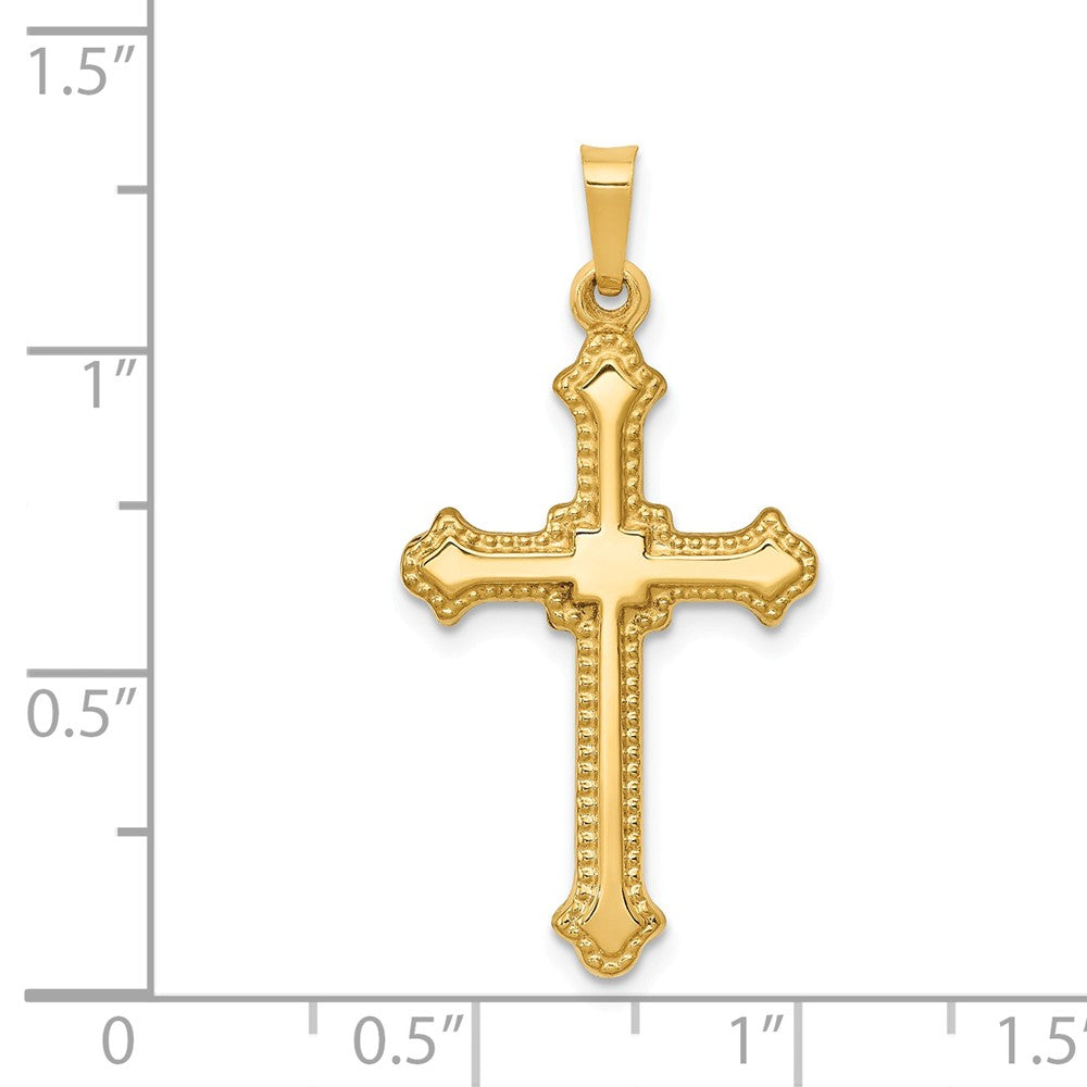 Alternate view of the 14k Yellow Gold Polished Hollow Fleur de Lis Cross Pendant, 16 x 33mm by The Black Bow Jewelry Co.