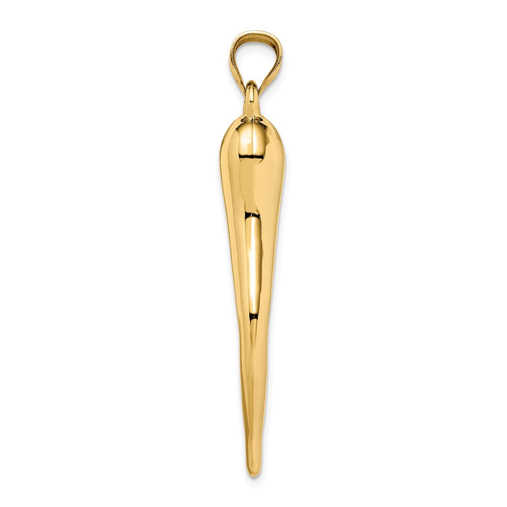 Alternate view of the 14k Yellow Gold Large Hollow Italian Horn Pendant, 8 x 48mm by The Black Bow Jewelry Co.