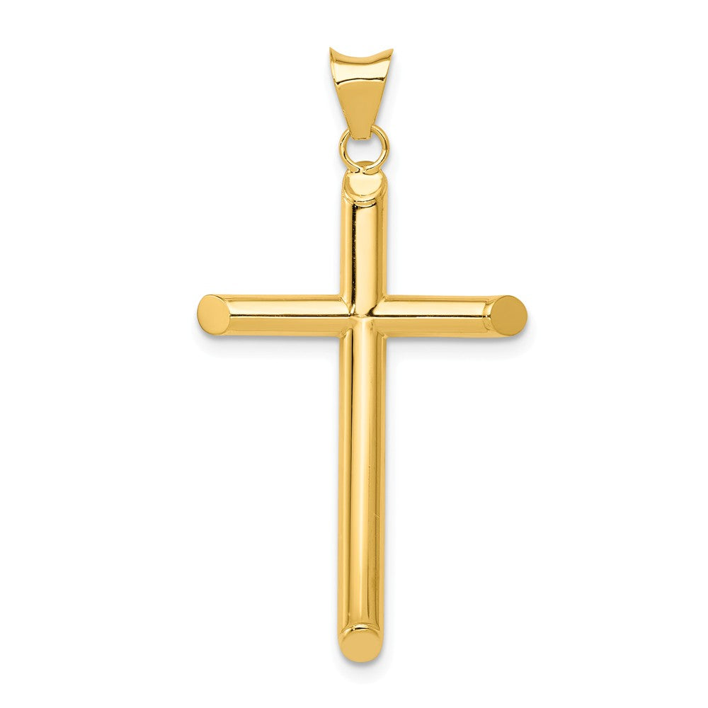14k Yellow Gold Large 3mm Hollow Tube Cross Pendant, 20 x 37mm, Item P27670-37 by The Black Bow Jewelry Co.