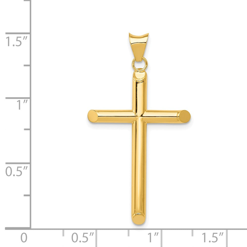 Alternate view of the 14k Yellow Gold Large 3mm Hollow Tube Cross Pendant, 20 x 37mm by The Black Bow Jewelry Co.