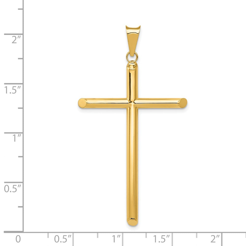 Alternate view of the 14k Yellow Gold Large 3mm Hollow Tube Cross Pendant, 27 x 52mm by The Black Bow Jewelry Co.