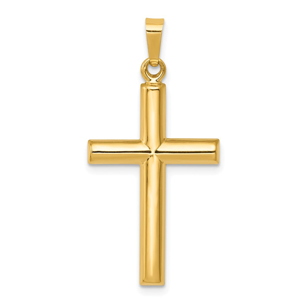 14k Yellow Gold 2D Hollow Latin Cross Pendant, Item P27675 by The Black Bow Jewelry Co.