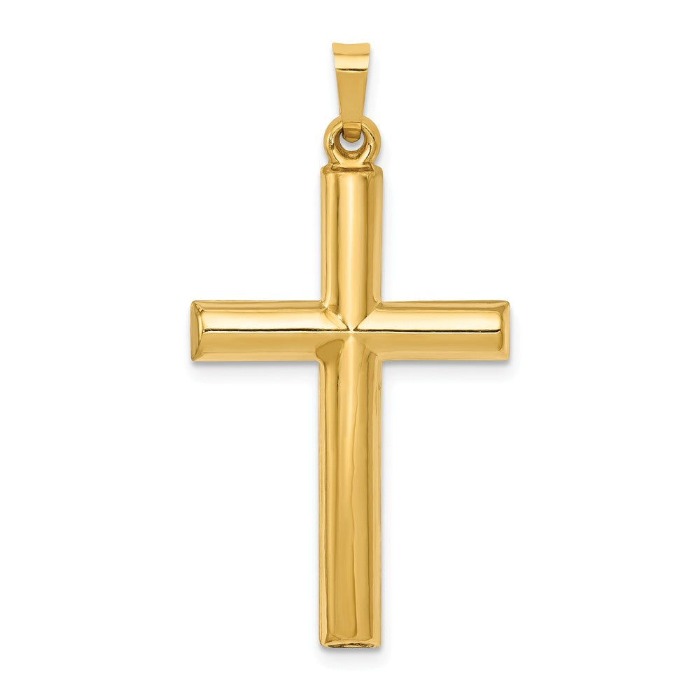 14k Yellow Gold 2D Hollow Latin Cross Pendant, 19 x 37mm, Item P27675-37 by The Black Bow Jewelry Co.