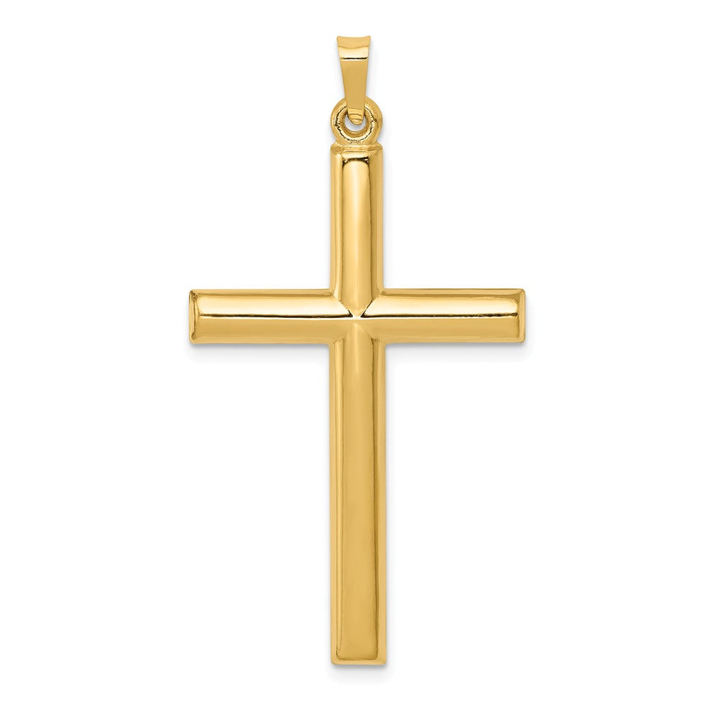 14k Yellow Gold 2D Hollow Latin Cross Pendant, 22 x 43mm, Item P27675-43 by The Black Bow Jewelry Co.