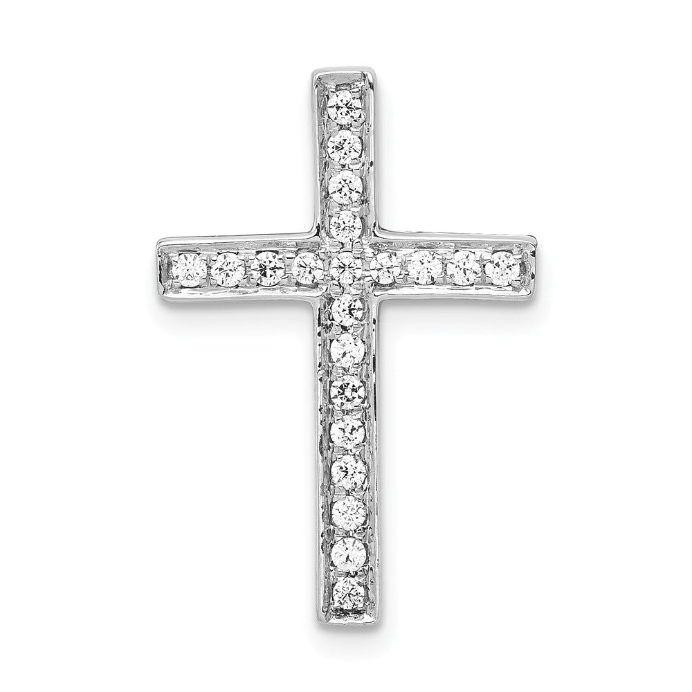 14k White Gold & Diamond Latin Cross Slide Pendant, Item P27689 by The Black Bow Jewelry Co.