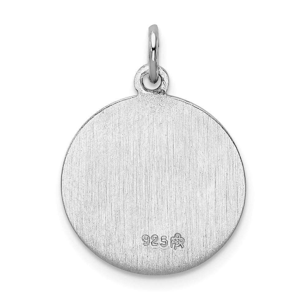 Alternate view of the Sterling Silver Rhodium-Plated Round Saint Christopher Medal, 15mm by The Black Bow Jewelry Co.