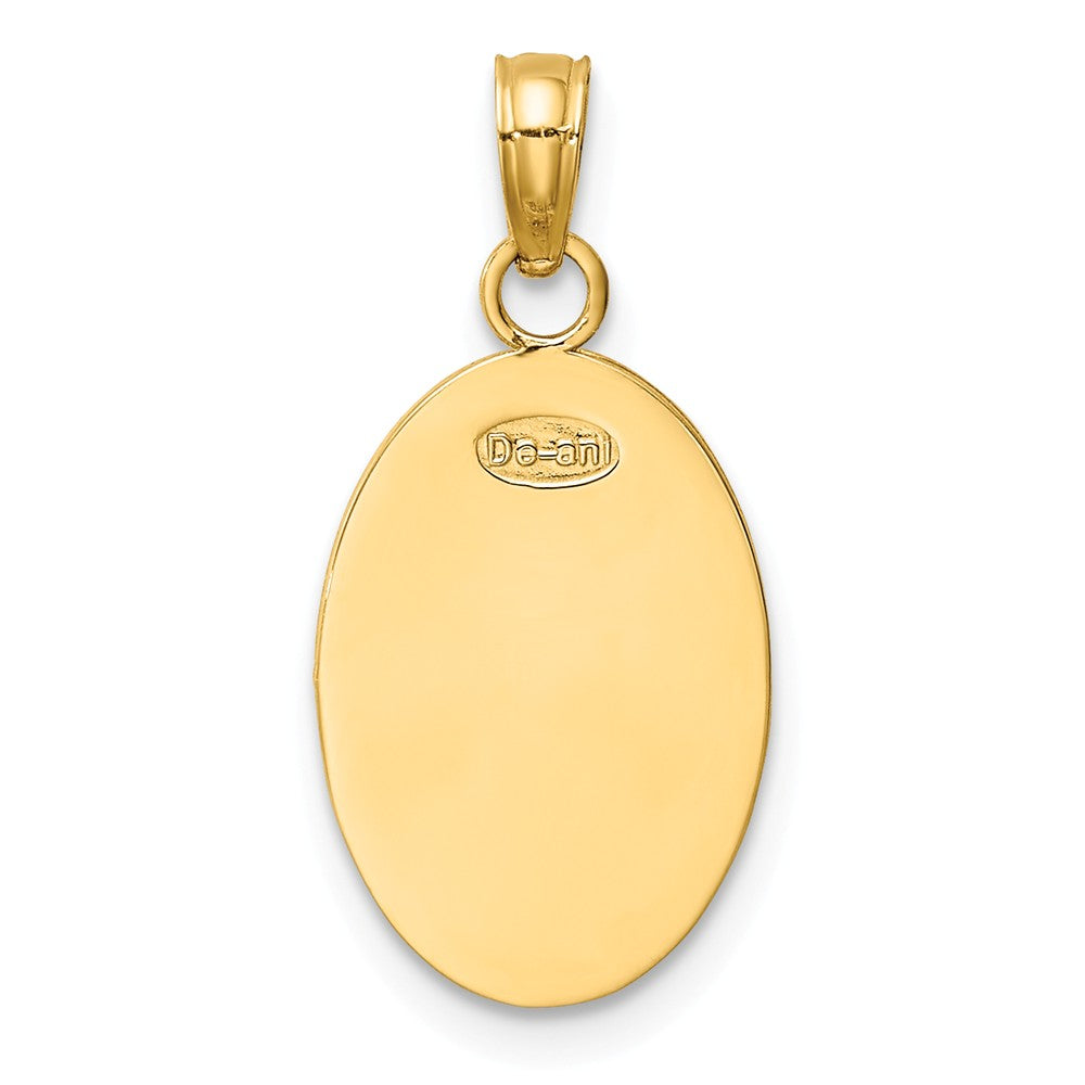Alternate view of the 14k Yellow Gold Textured Oval St Christopher Medal Pendant, 10 x 22mm by The Black Bow Jewelry Co.