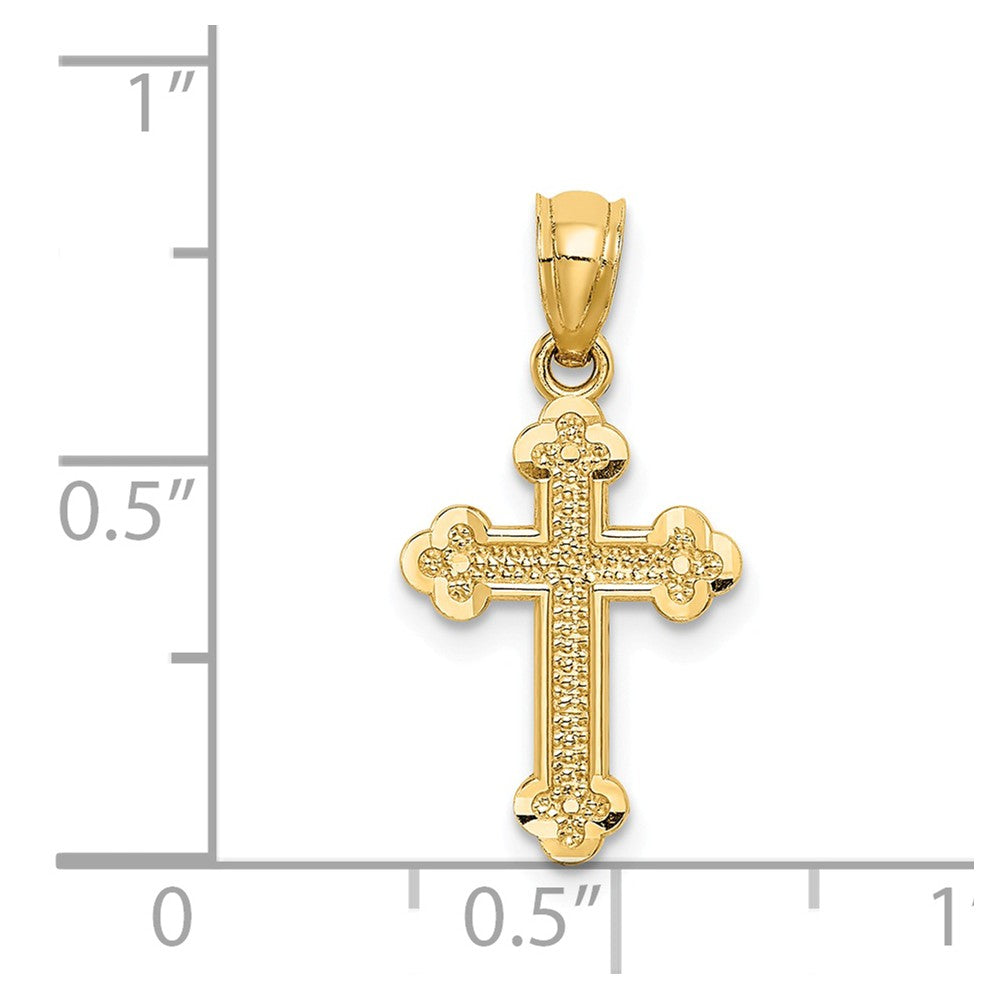 Alternate view of the Children&#39;s 14k Yellow Gold Small Budded Cross Charm, 11 x 22mm by The Black Bow Jewelry Co.