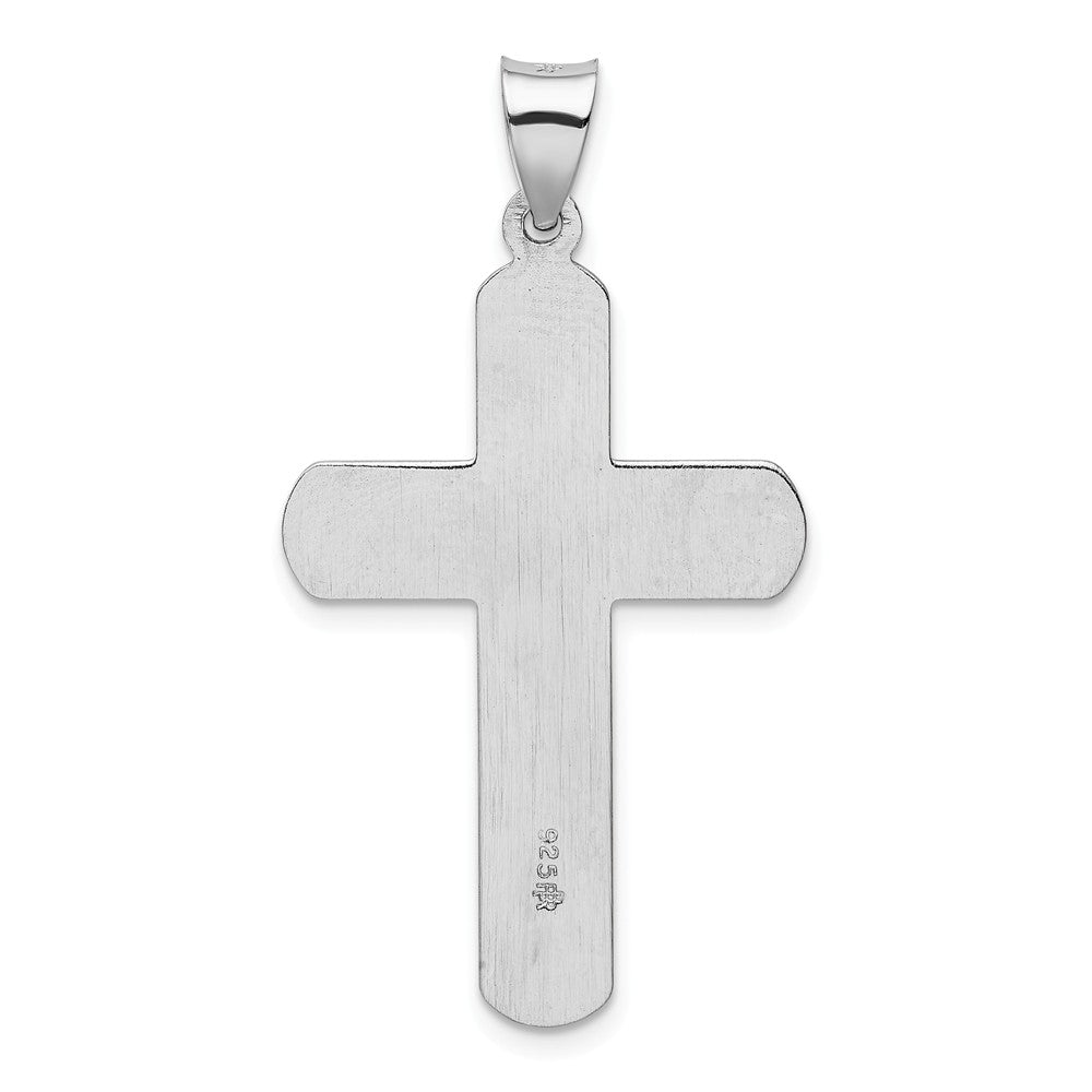 Alternate view of the Rhodium Plated Sterling Silver Textured Latin Cross Pendant, 22 x 40mm by The Black Bow Jewelry Co.