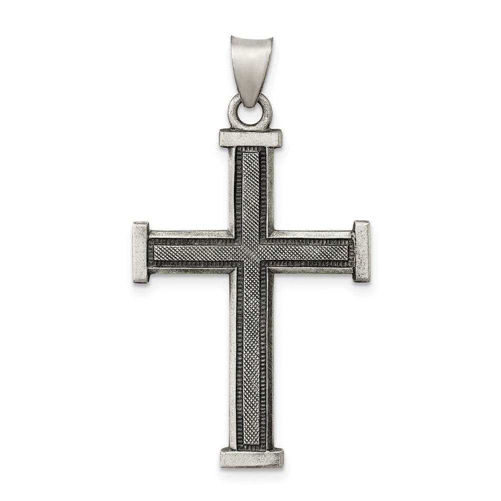Men&#39;s Sterling Silver Solid Latin Cross Pendant, 21 x 39mm, Item P27724 by The Black Bow Jewelry Co.