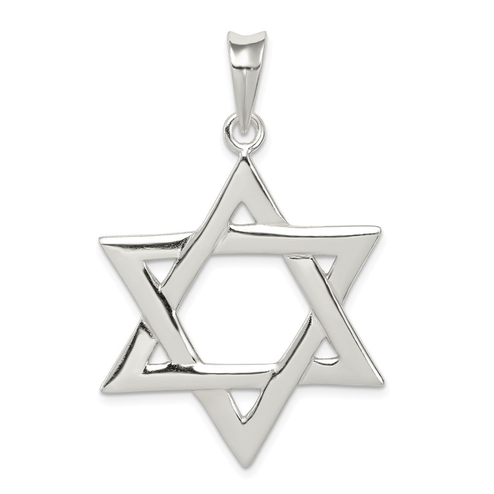 Sterling Silver Large Star Of David Pendant, 28 x 45mm, Item P27733 by The Black Bow Jewelry Co.