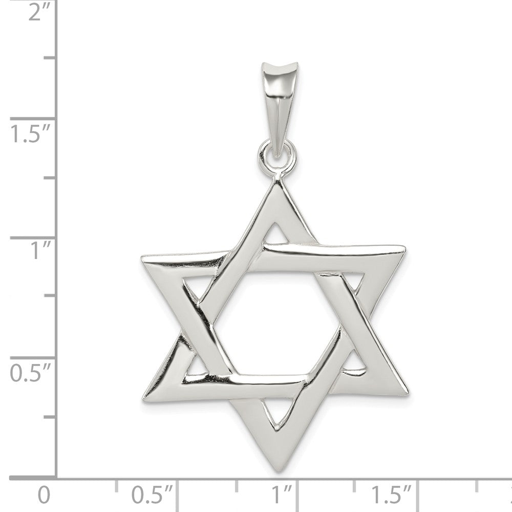 Alternate view of the Sterling Silver Large Star Of David Pendant, 28 x 45mm by The Black Bow Jewelry Co.