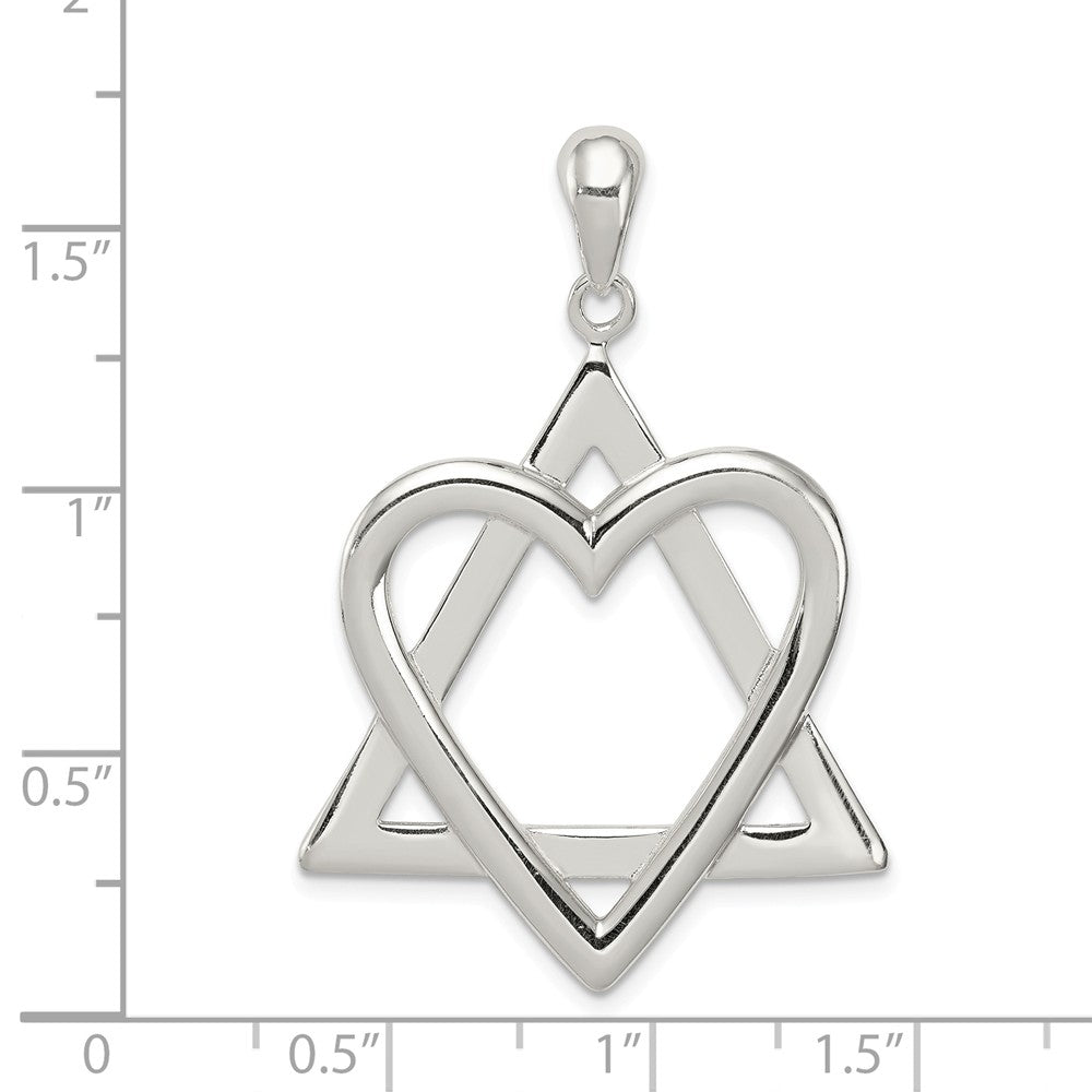 Alternate view of the Sterling Silver Star Of David Heart Pendant, 28 x 42mm by The Black Bow Jewelry Co.